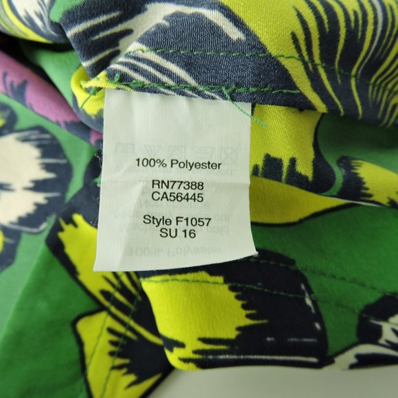 J Crew size 8 drapey top blouse floral print multicolor green pink yellow - Picture 6 of 7